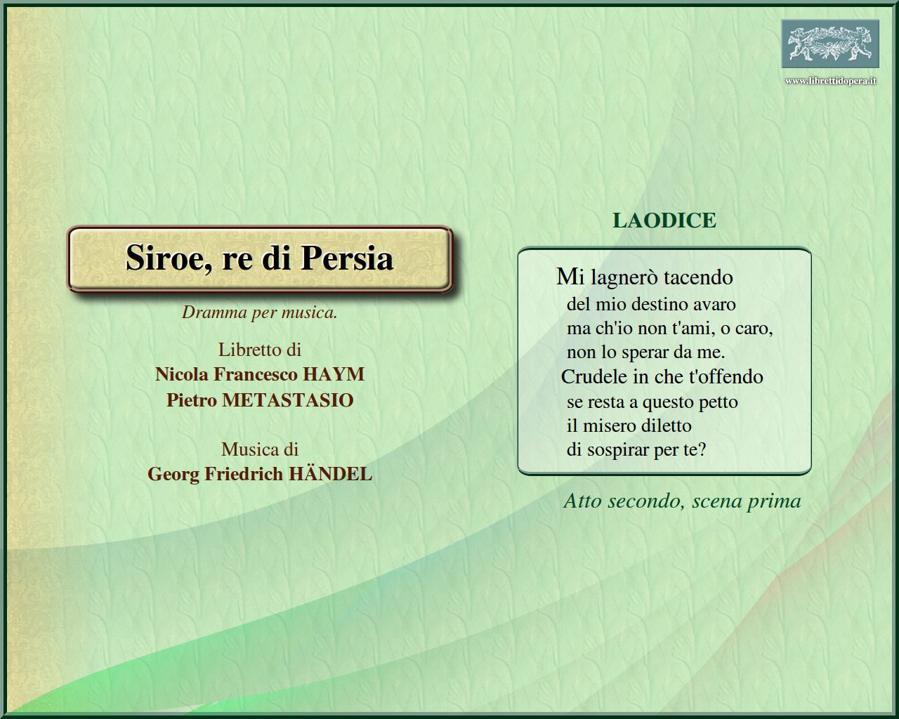 Mi lagnerò tacendo Mi lagnerò tacendo