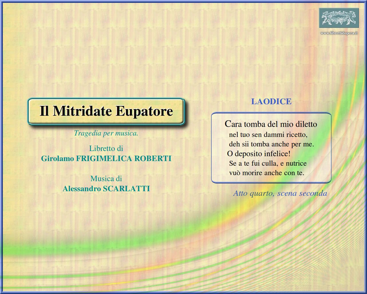 Cara tomba del mio diletto Cara tomba del mio diletto