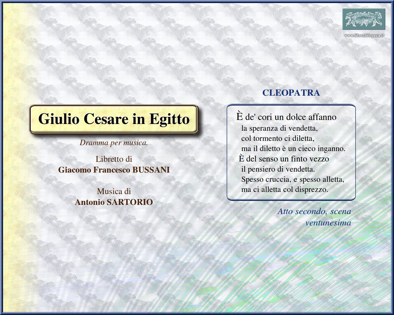 È de' cori un dolce affanno È de' cori un dolce affanno