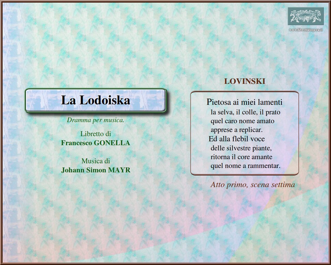 Pietosa ai miei lamenti Pietosa ai miei lamenti