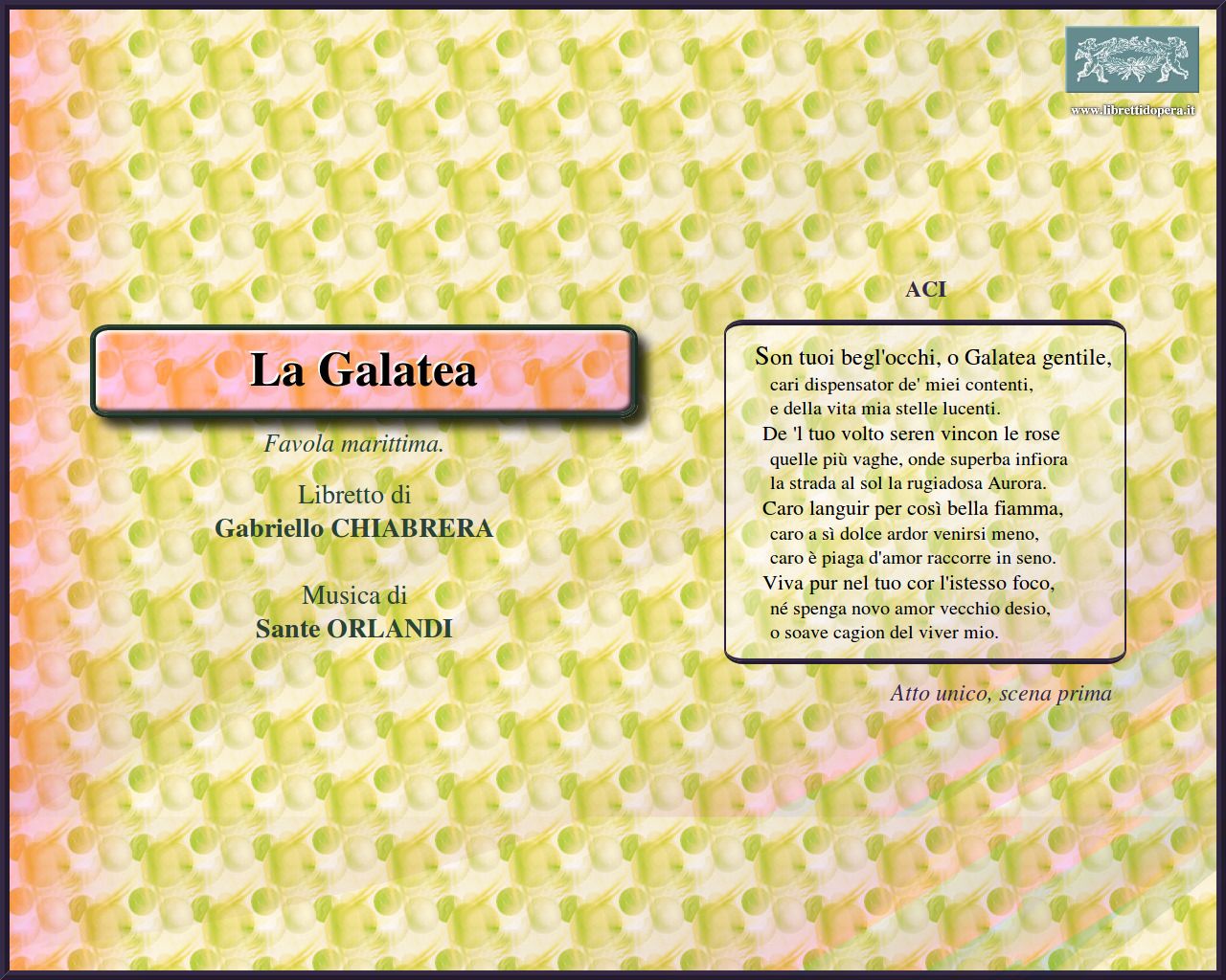 Son tuoi begl'occhi, o Galatea gentile Son tuoi begl'occhi, o Galatea gentile