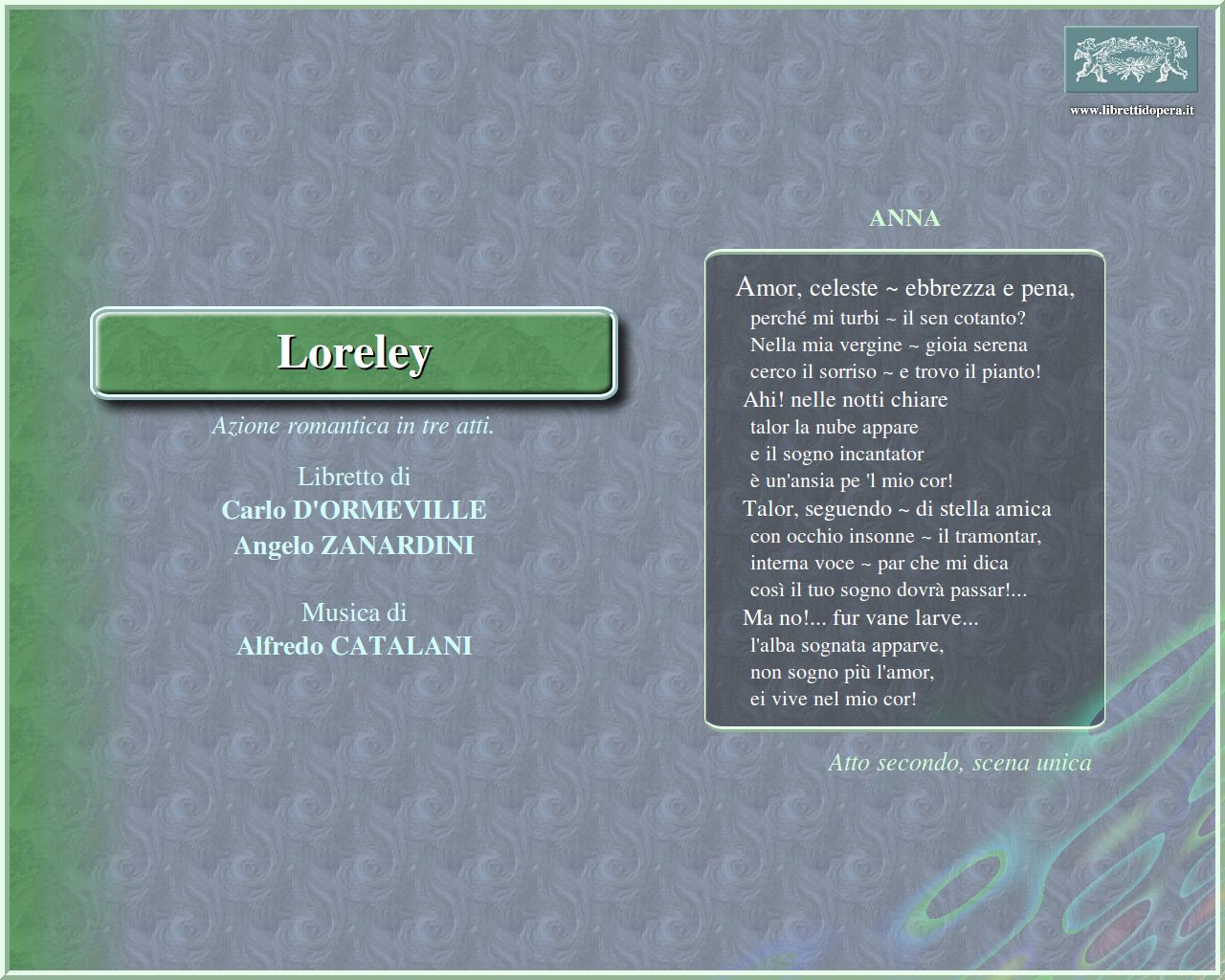 Amor, celeste ebbrezza e pena Amor, celeste ebbrezza e pena