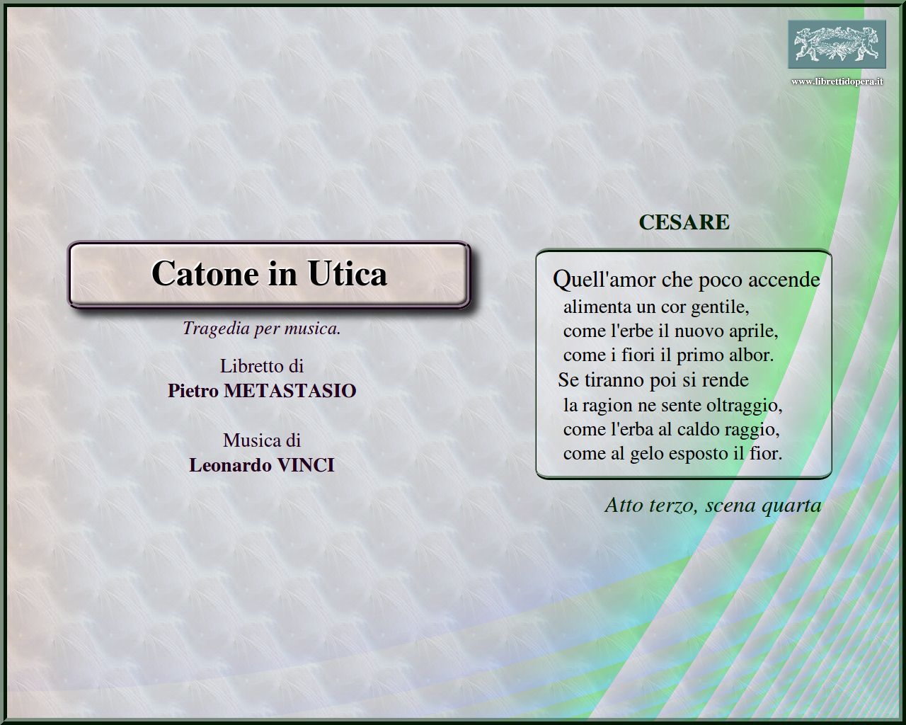 Quell’amor che poco accende Quell’amor che poco accende