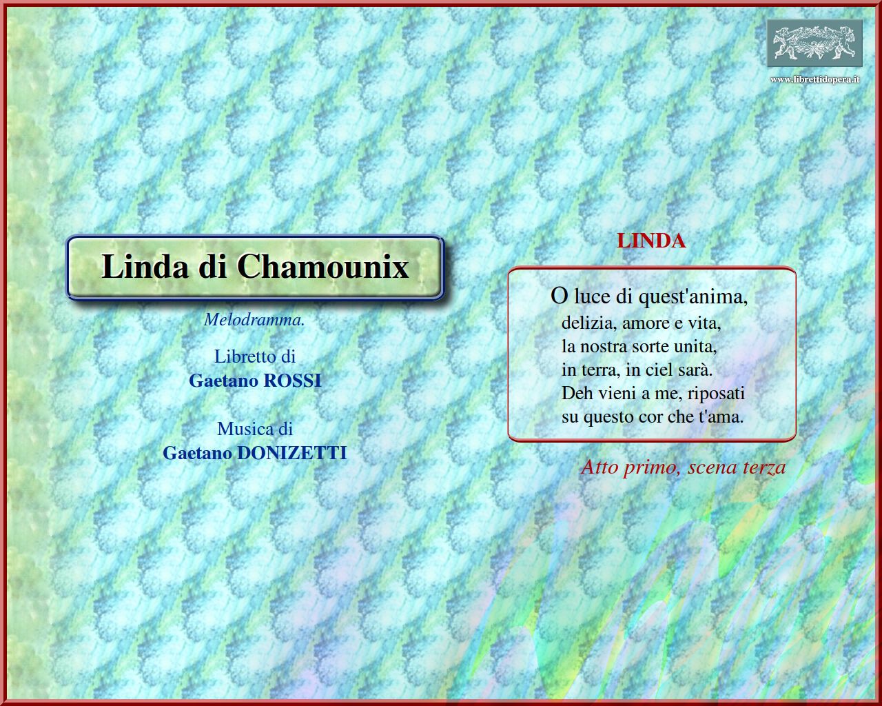 O luce di quest'anima O luce di quest'anima