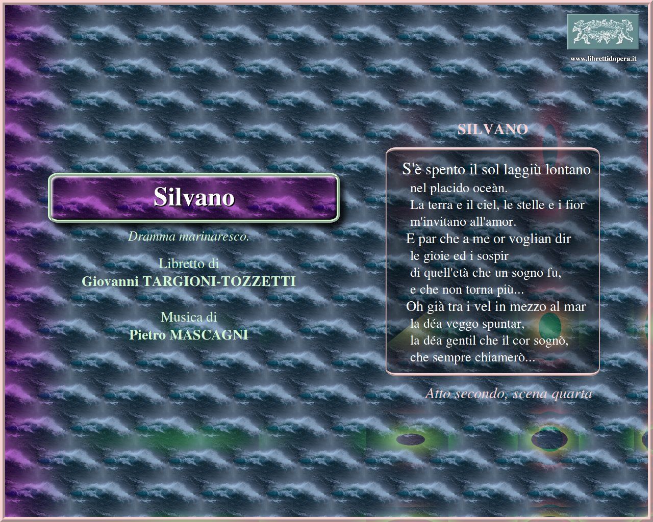 S'è spento il sol laggiù lontano S'è spento il sol laggiù lontano