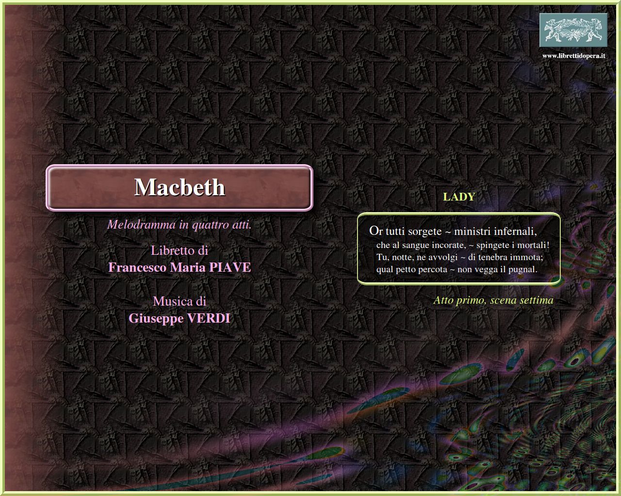 Or tutti sorgete, ministri infernali Or tutti sorgete, ministri infernali