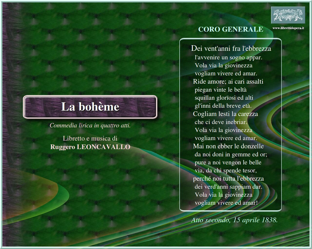 Dei vent'anni fra l'ebbrezza Dei vent'anni fra l'ebbrezza