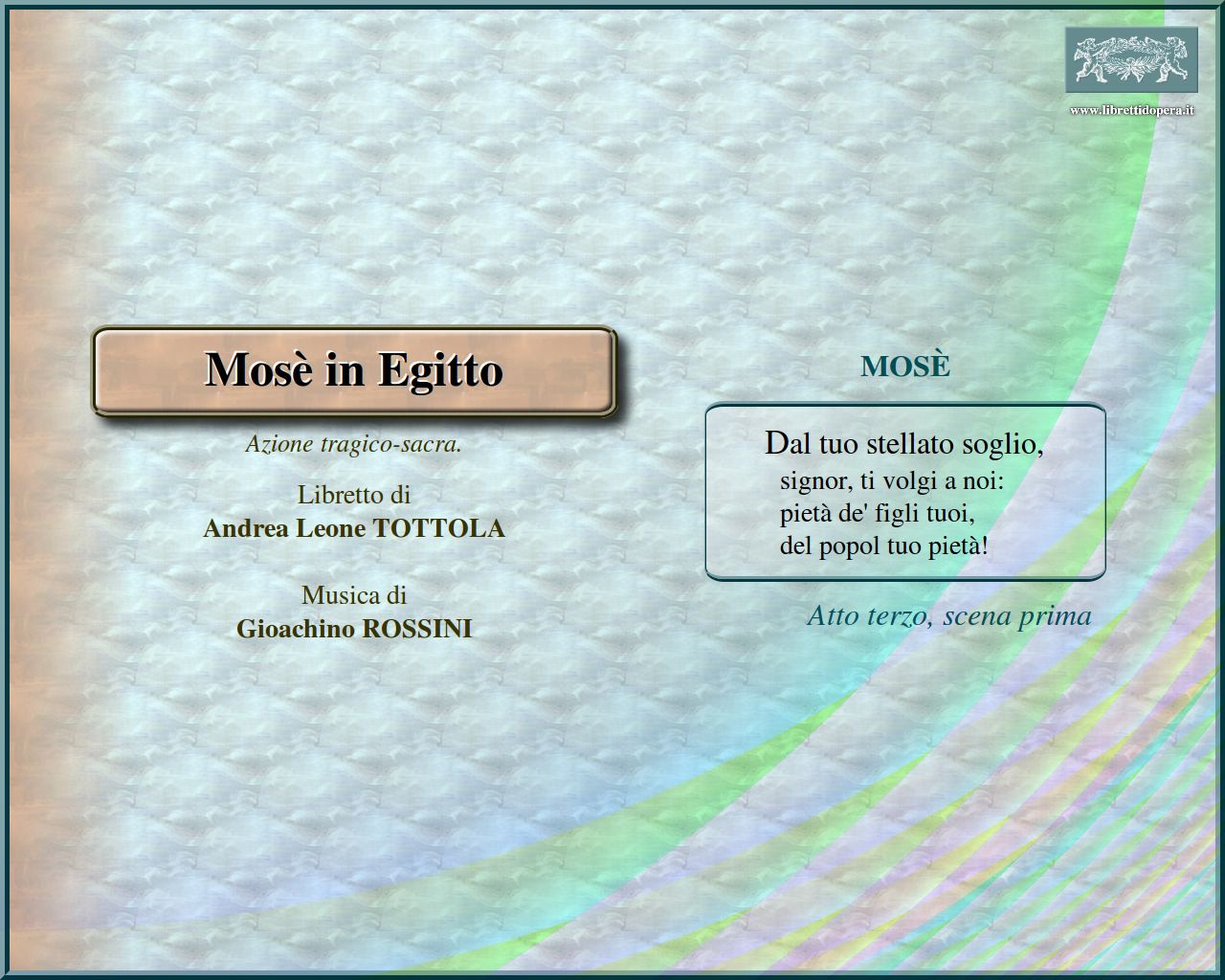 Dal tuo stellato soglio Dal tuo stellato soglio