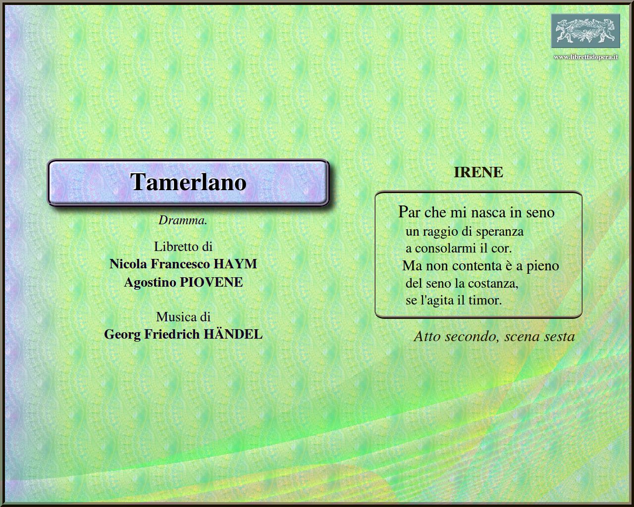 Par che mi nasca in seno Par che mi nasca in seno