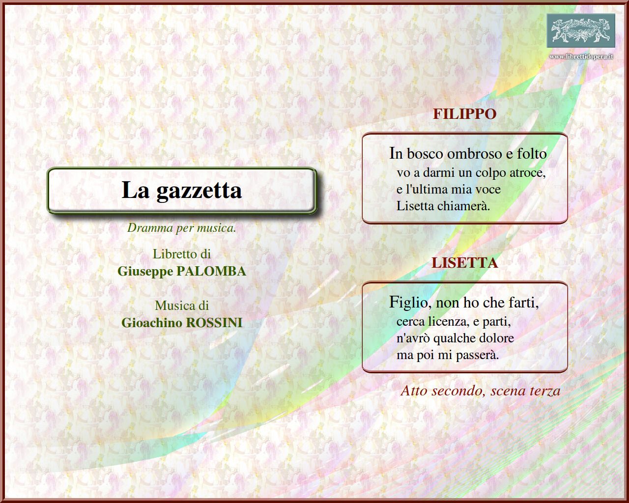 In bosco ombroso e folto In bosco ombroso e folto