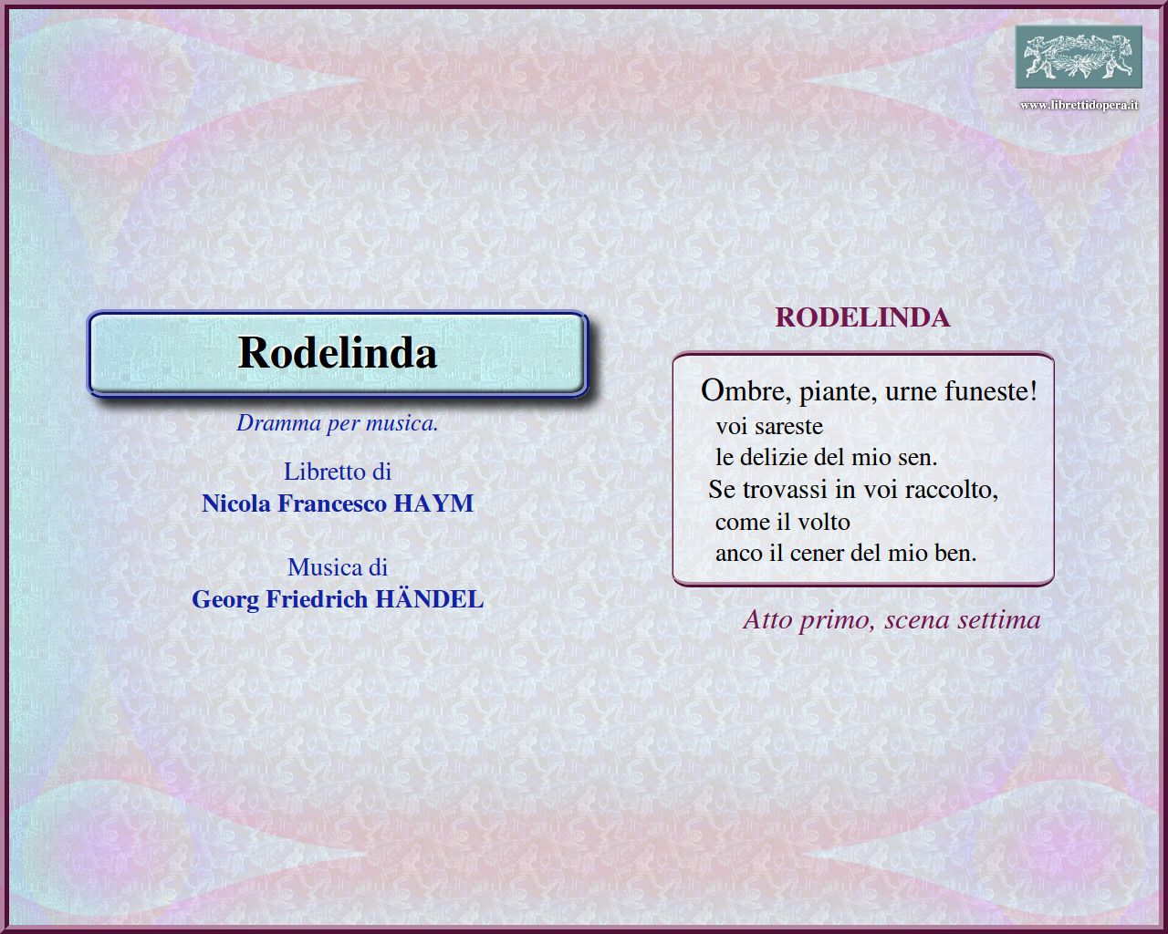 Ombre, piante, urne funeste! Ombre, piante, urne funeste!