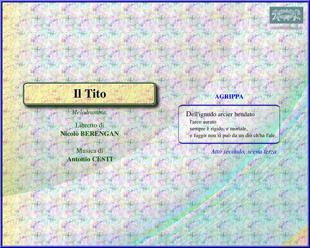 Dell'ignudo arcier bendato Dell'ignudo arcier bendato