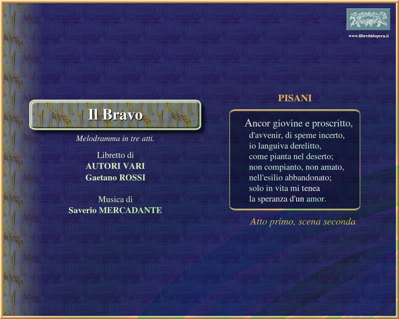 Ancor giovine e proscritto Ancor giovine e proscritto