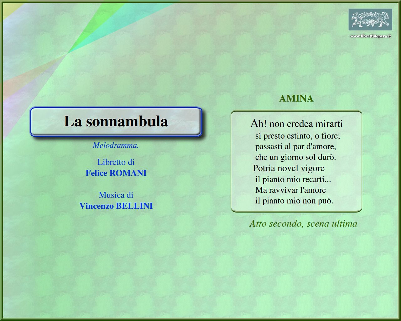 Ah! non credea mirarti Ah! non credea mirarti