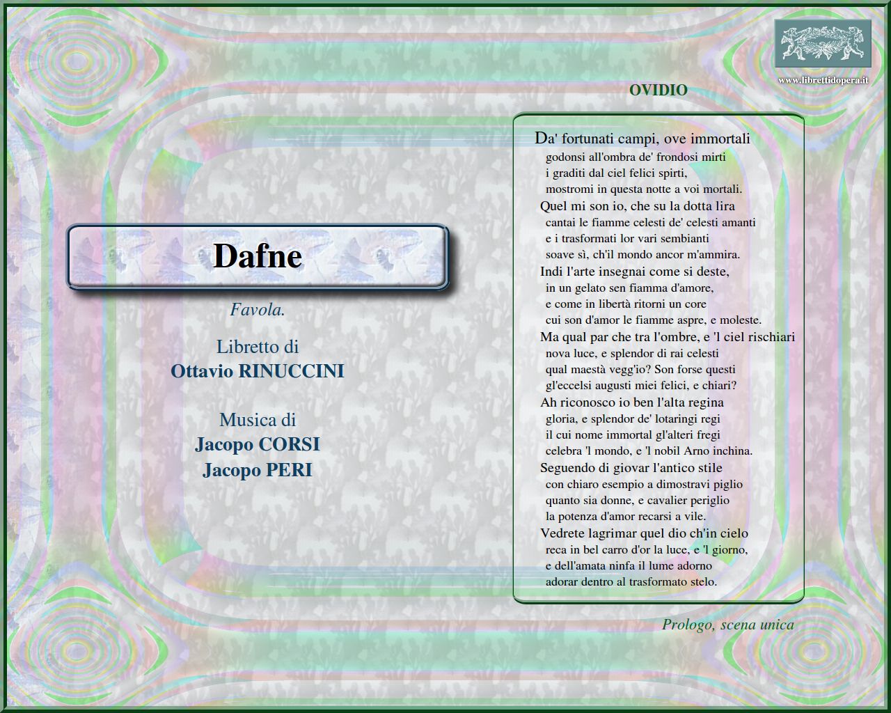 Da' fortunati campi, ove immortali Da' fortunati campi, ove immortali